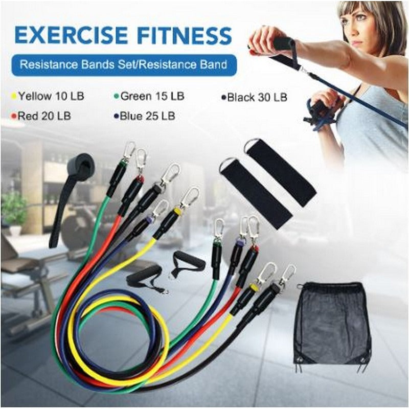 11Pcs Fitness Resistance Bands Set - Elastic Bands for Workout