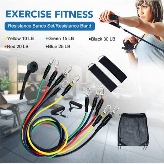 11Pcs Fitness Resistance Bands Set - Elastic Bands for Workout