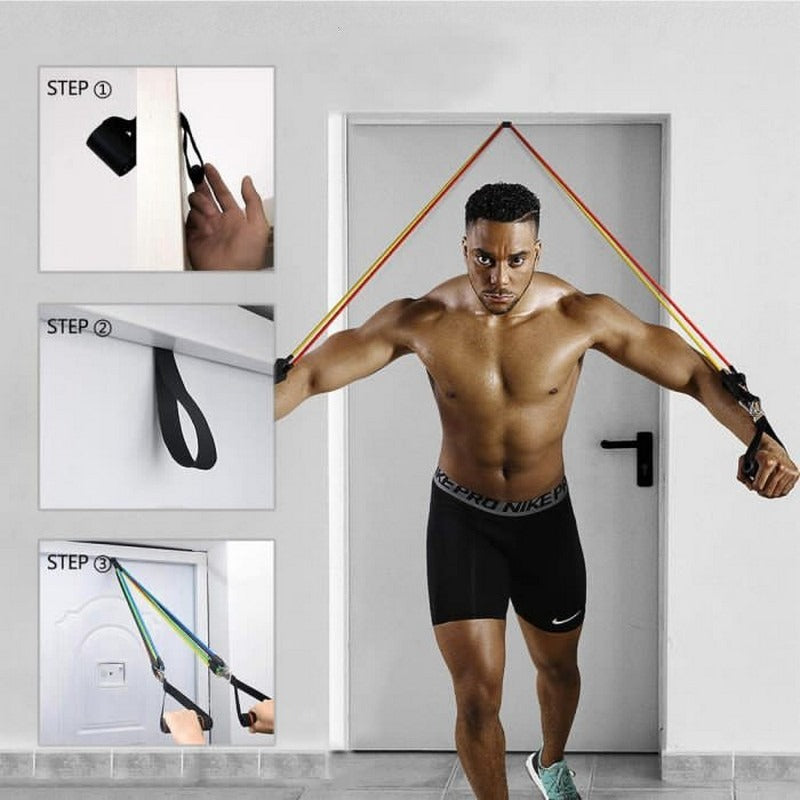11Pcs Fitness Resistance Bands Set - Elastic Bands for Workout